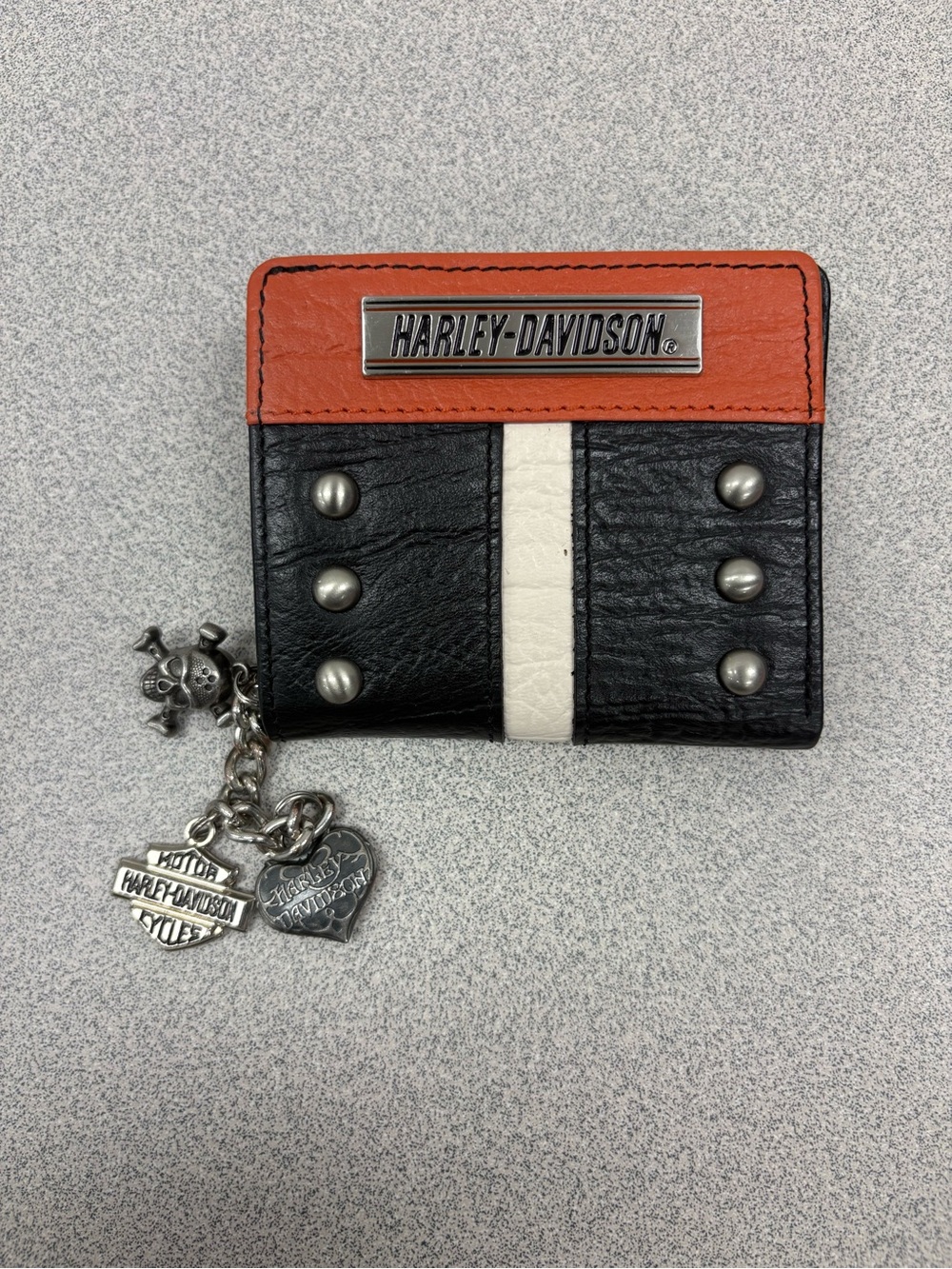 Harley Davidson Bi-Fold Genuine Leather Wallet w/Inside Snaps